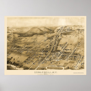 Poster Cobbleskill, carte panoramique de NY - 1883