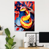 Poster Cobra avec des écailles rouge et jaune vibrantes d (Bureau à domicile)