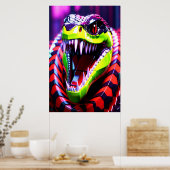 Poster Cobra serpent aux lèvres vertes et sourcils roses (Cuisine)