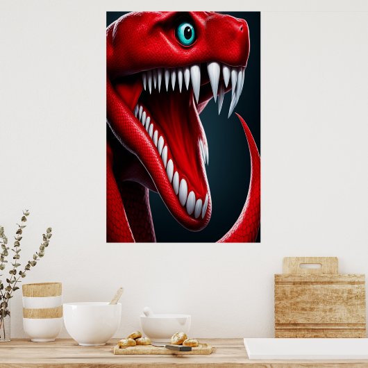 Poster Cobra serpent avec des écailles rouges vibrantes e (Cuisine)