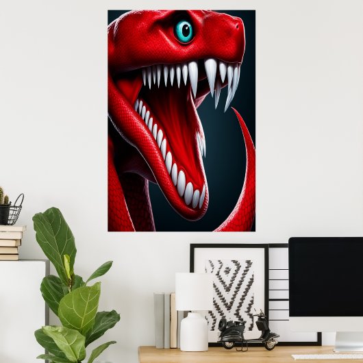 Poster Cobra serpent avec des écailles rouges vibrantes e (Bureau à domicile)