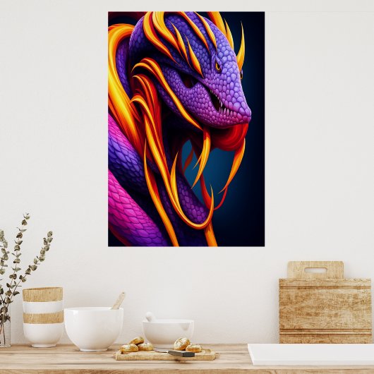 Poster Cobra serpent avec écailles orange et violette vib (Cuisine)