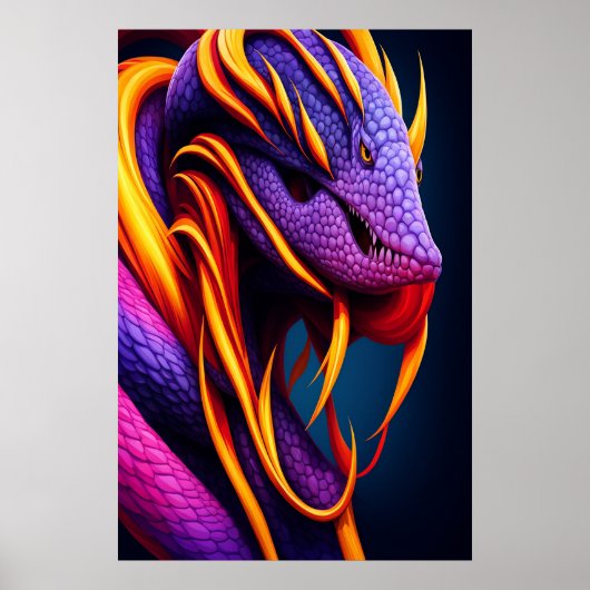 Poster Cobra serpent avec écailles orange et violette vib (Devant)
