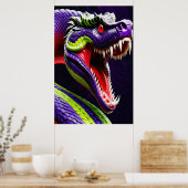 Poster Cobra serpent avec écailles vertes et violettes vi (Cuisine)