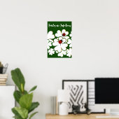 Poster Coccinelle à feuille verte et blanche Les sourires (Bureau à domicile)