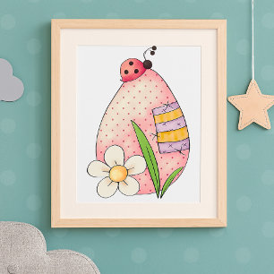 Poster Coccinelle Œuf de Pâques