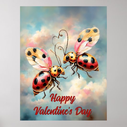 Poster Coccinelles Romantiques en Vol (Devant)