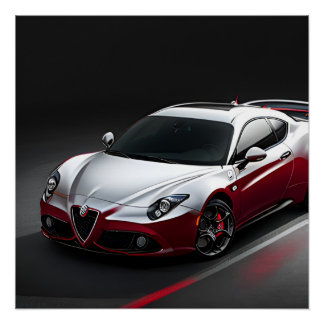 Poster Coche deportivo en color rojo y plata