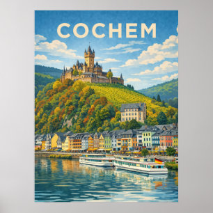 Poster Cochem Allemagne Voyage Vintage
