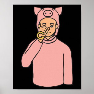 Poster Cochon Animal ASL Geste Mains Sourde Perte d'audit