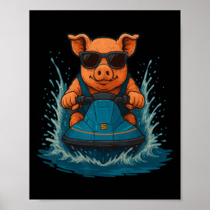 Poster Cochon Cool Avec Lunettes De Soleil Fermier Animal