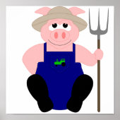 Poster Cochon de ferme rose (Devant)