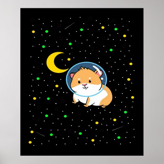 Poster Cochon De Guinée Dans L'Espace | Cute Astronomie G (Devant)