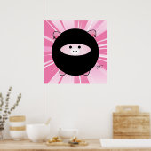 Poster Cochon de Ninja rose (Cuisine)