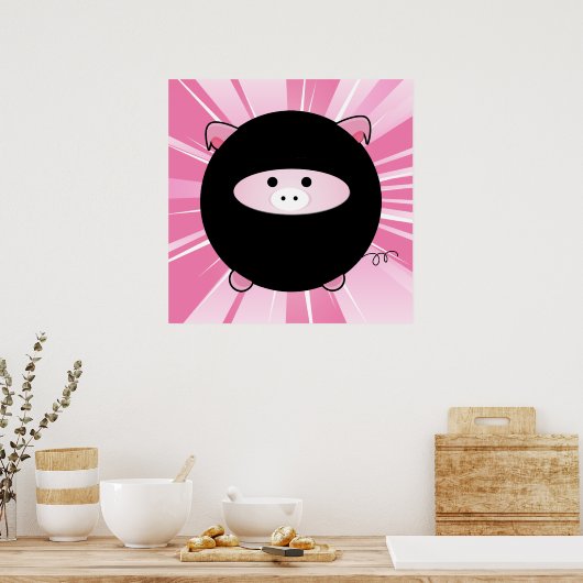 Poster Cochon de Ninja rose (Cuisine)