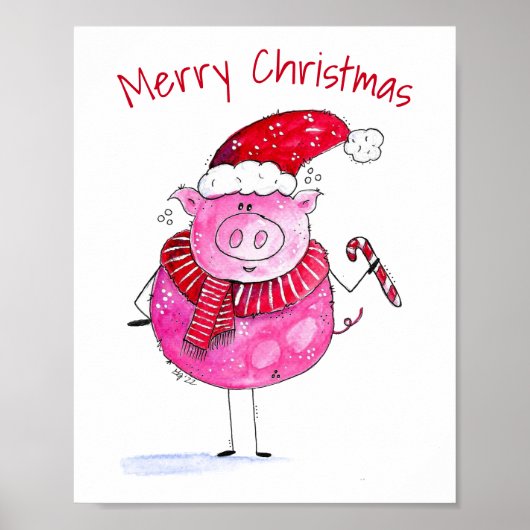 Poster Cochon de Noël lunatique (Devant)