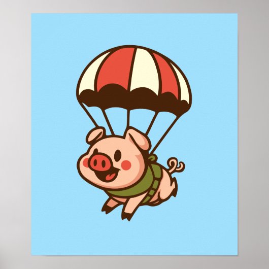 Poster Cochon de parachutisme (Devant)