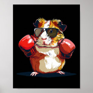 Poster Cochon d'Inde de boxe avec gants de boxe Kickboxin