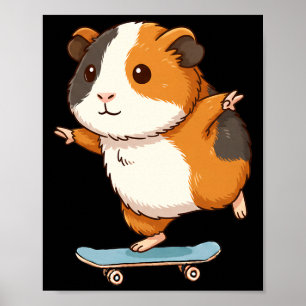 Poster Cochon d'Inde G Skateur Planche à Roulettes Baller