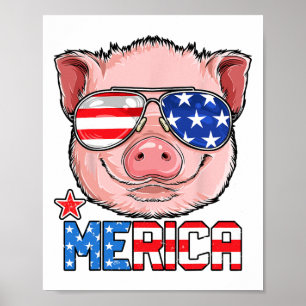 Poster Cochon Merica 4 juillet T Chemise Filles Enfants A