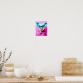 Poster Cochon mignon avec lunettes Cochon Imprimer Cadeau (Cuisine)