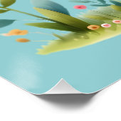 Poster Cochon Patchwork Fantaisiste dans un Jardin Floral (Coin)