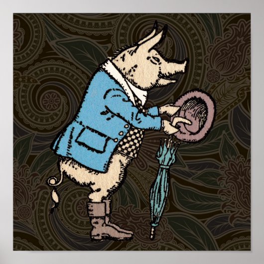 Poster Cochon portant une veste Antique formelle (Devant)