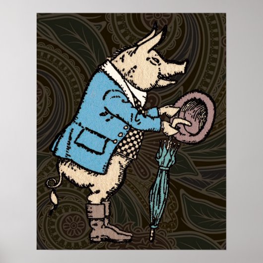 Poster Cochon portant une veste Antique formelle (Devant)