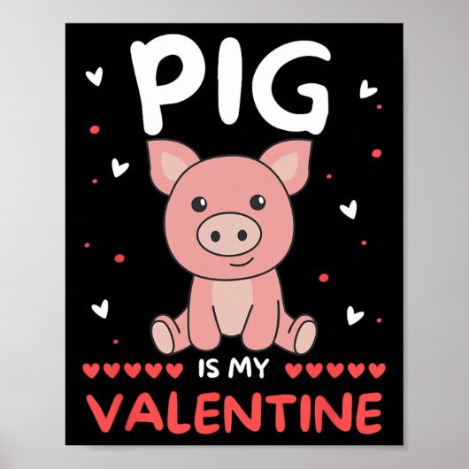 Poster Cochon pour la Saint-Valentin mignons animaux coch (Devant)