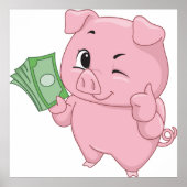 Poster Cochon rose riche (Devant)