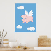 Poster Cochon volant - Cochon mignon avec ailes (Cuisine)