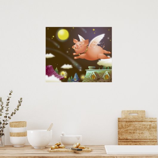 Poster Cochon volant dans le ciel (Cuisine)