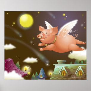 Poster Cochon volant dans le ciel