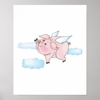 Poster cochon volant mignon