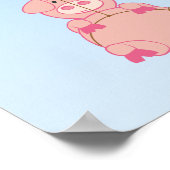 Poster Cochon volant mignon et ballon (Coin)