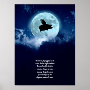 Poster Cochon volant nocturne