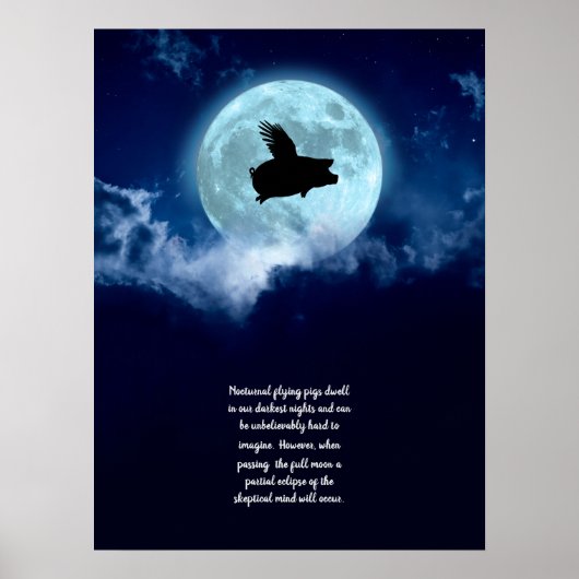 Poster Cochon volant nocturne (Devant)