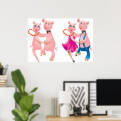 Poster Cochons dansants (Bureau à domicile)