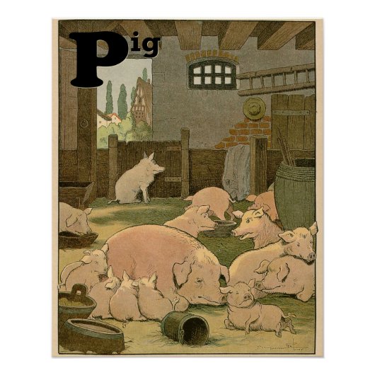 Poster Cochons sur l'alphabet de ferme Parfait (Devant)