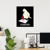 Poster Cockadoodle amusant Cockatoo Pun Dark BG (Bureau à domicile)