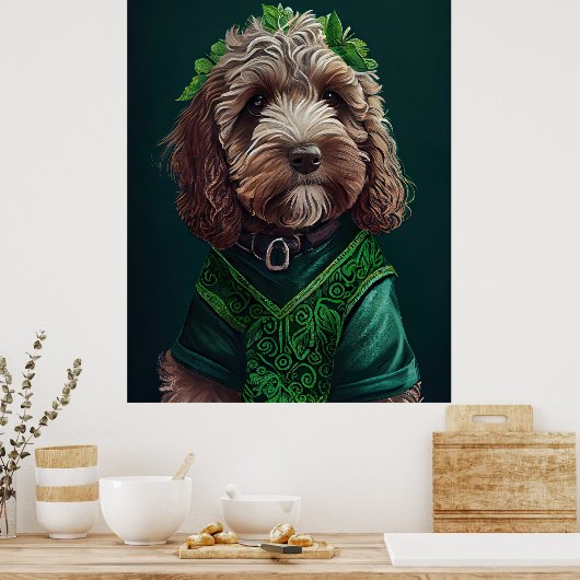 Poster Cockapoo Dog en robe de fête St. Patrick (Cuisine)