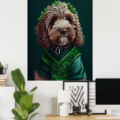 Poster Cockapoo Dog en robe de fête St. Patrick (Bureau à domicile)