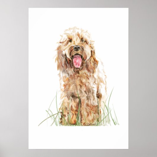 Poster Cockapoo Dog Poster, Watercolor Wall Art (Devant)