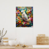Poster Cockatoo aux fleurs colorées (Cuisine)