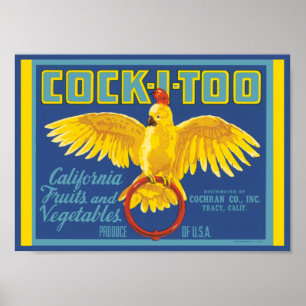 Poster Cockatoo California Fruit and Vegetable