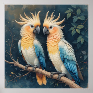 Poster Cockatoo Parrot Couple