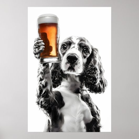 Poster Cocker Spaniel buvant de la bière Art Amoureux de (Devant)