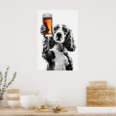 Poster Cocker Spaniel buvant de la bière Art Amoureux de (Cuisine)