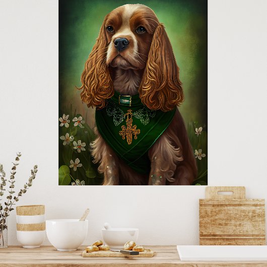 Poster Cocker Spaniel Chien en robe de fête St. Patrick (Cuisine)