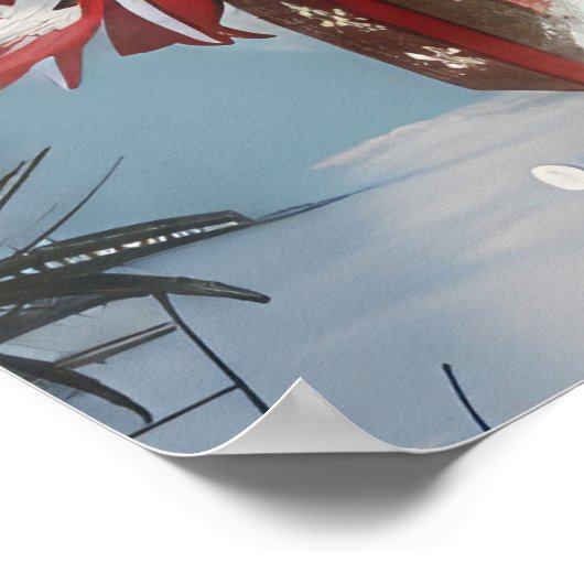 Poster Cocker Spaniel Chien équitation Moto Noël (Coin)